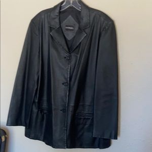 🌺 OUTBROOK Black genuine leather jacket Sz. L